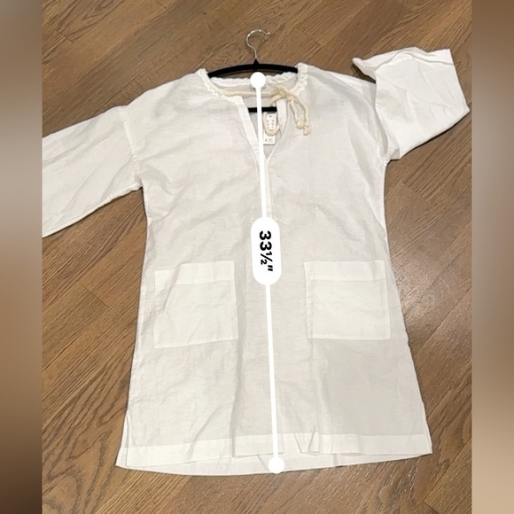 J.Crew - white Cotton-linen V-neck beach tunic (Size S) - Picture 10 of 11